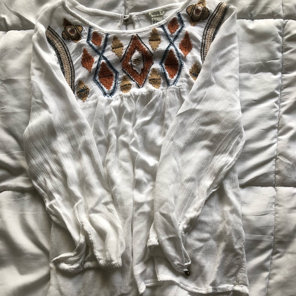 Tribal pattern white blouse